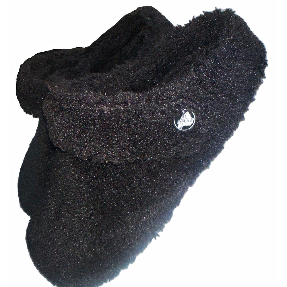 Crocs Cozy Slippers Black Fleece Sherpa Lined House Shoes Men’s 6 Women’s 8